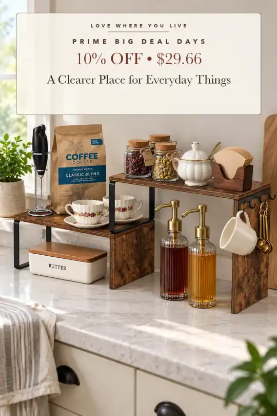 countertop organizer shelf; styling illustration