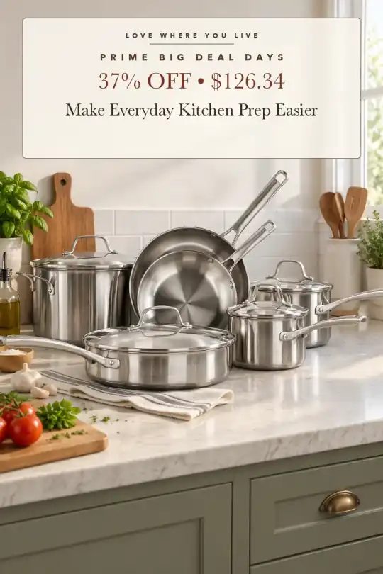 stainless cookware set; styling illustration