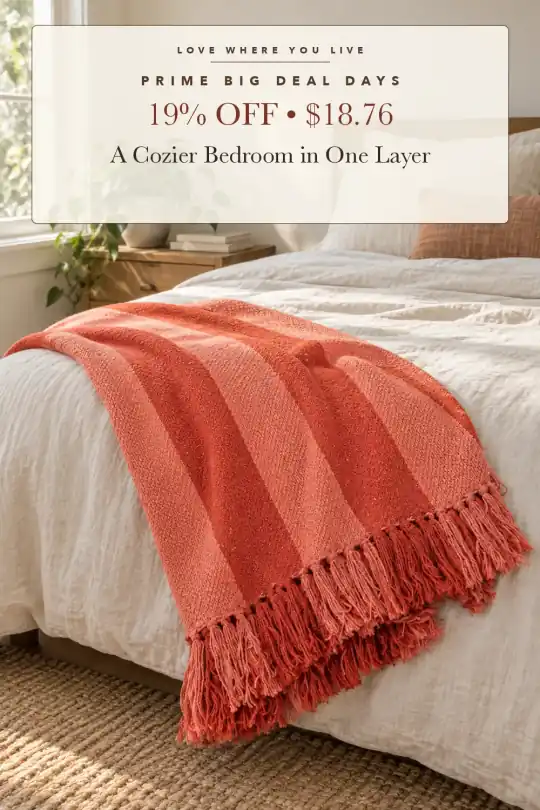 woven striped throw; styling illustration