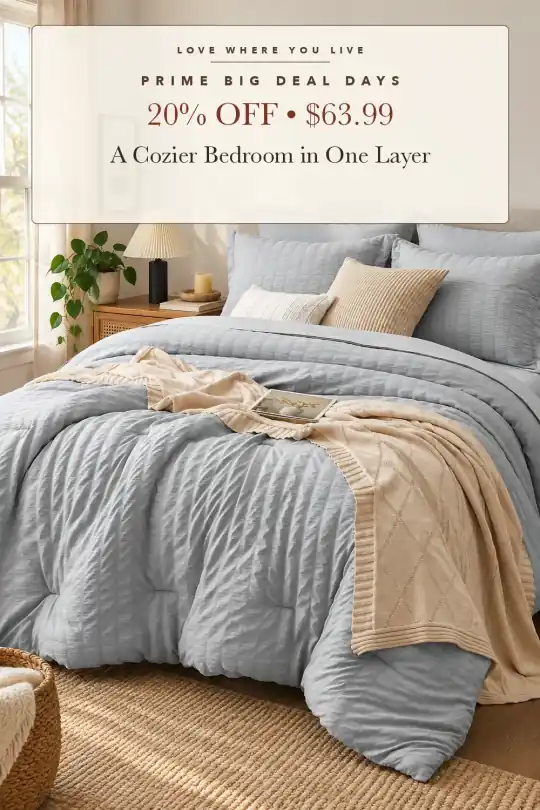 seersucker comforter set; styling illustration