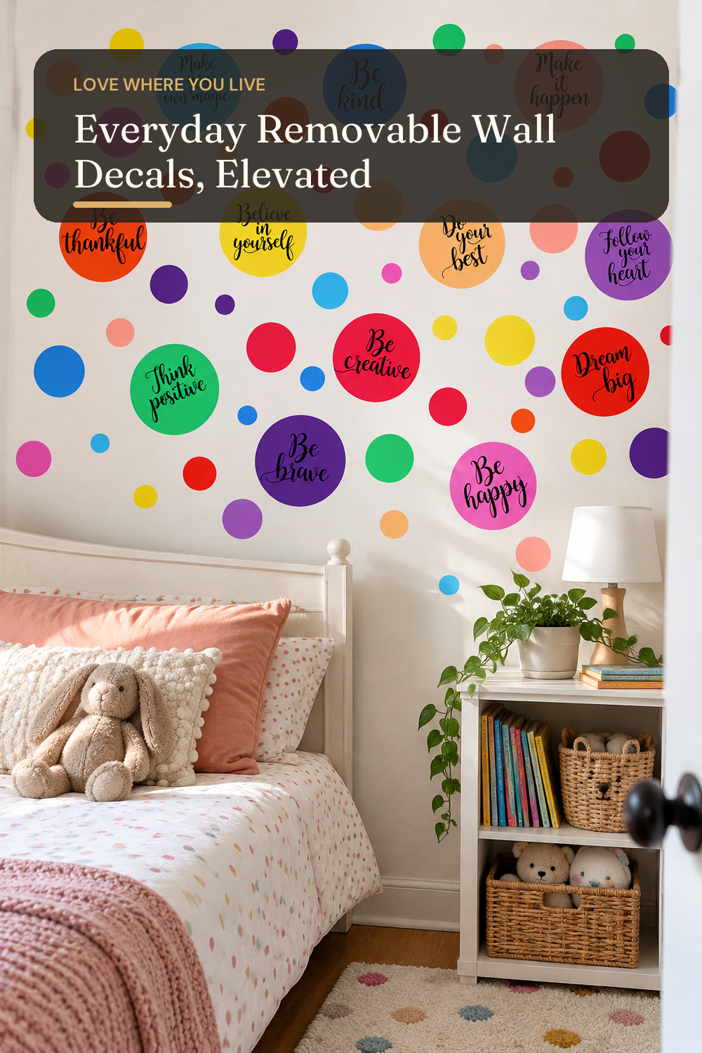 Tallew 576 Pcs Polka Dot Wall Decals for Classroom Decor, Mixed Color; AI-generated styling illustration