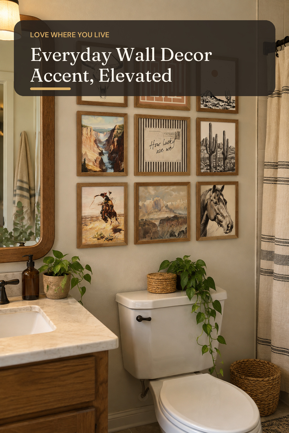 Western Desert Cowboy Posters Wall Art Set of 9, Boho Western Ranch Canvas Wall Decor Prints, Farmhouse Collage Aesthetic Pictures for Bedroom Bathroom Gallery Office Home Decoration 8x10in Unframed; AI-generated styling illustration