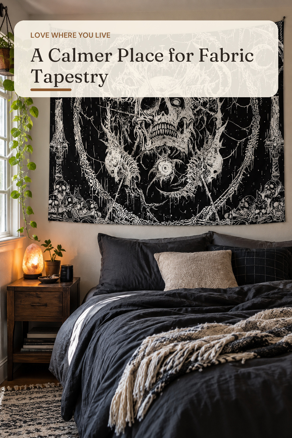 Lifeella Skull Tapestry, Gothic Horror Moon Skeleton Mystic Dark Tapestries for Bedroom Grunge Wall Hanging Black and White 36 x 48 inch; AI-generated styling illustration