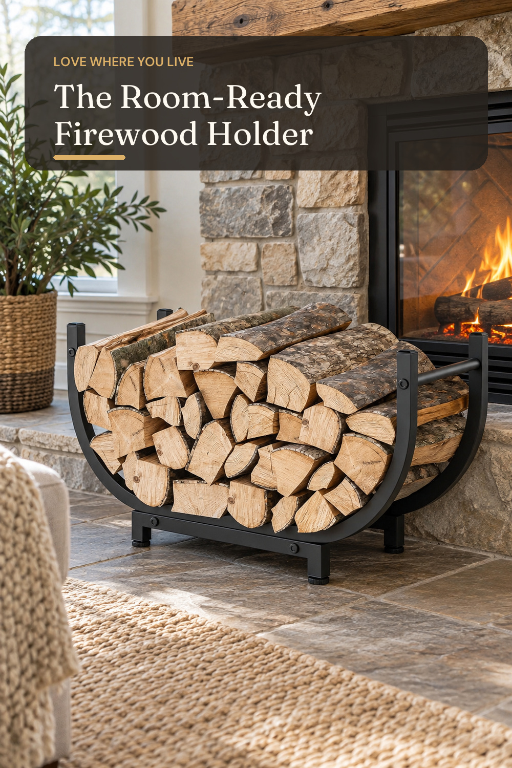 Firewood Rack Outdoor 30in,Indoor Firewood Storage and Firewood Rustproof Holder,Stable Log Holder and Fireplace Decor Organizer; AI-generated styling illustration