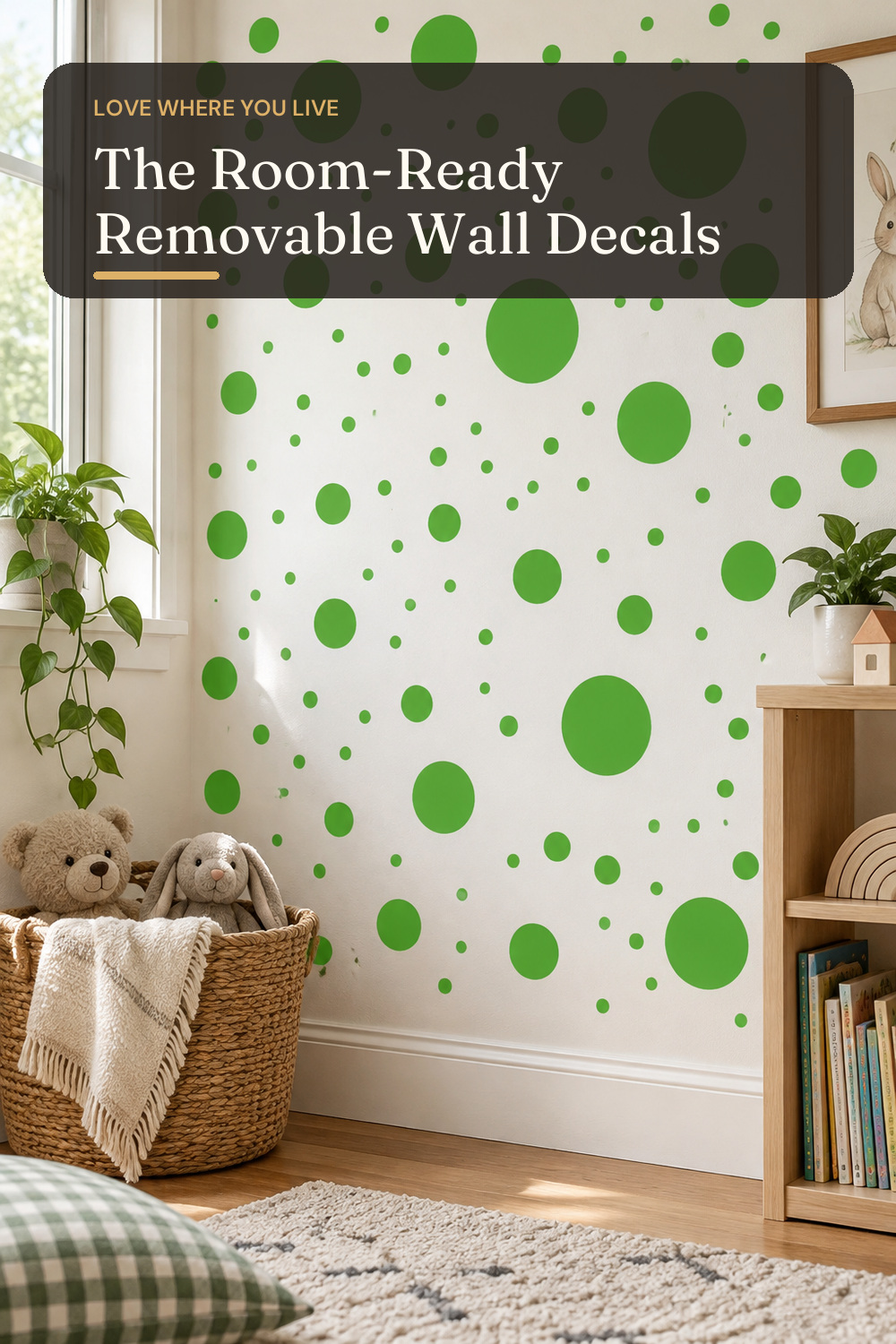 500+ Assorted Polka Dot Circle Wall Stickers, Green, 500+; AI-generated styling illustration