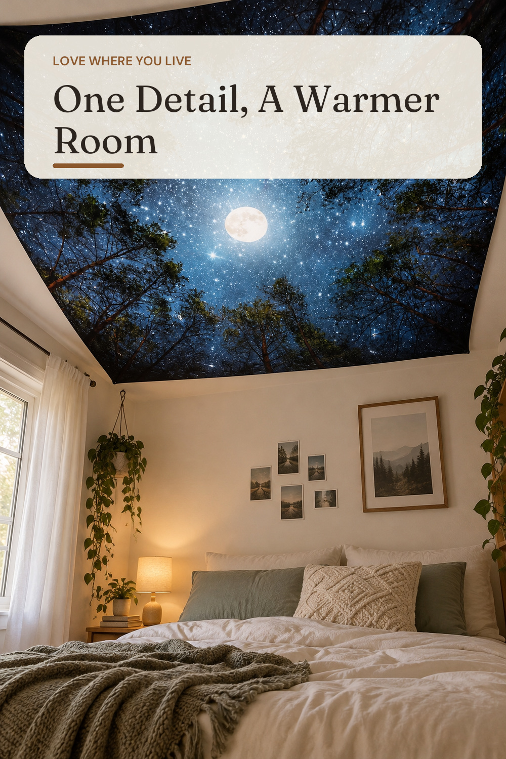 Apdidl Space Ceiling Tapestry for Bedroom, Galaxy Forest Large Wall Hanging; AI-generated styling illustration