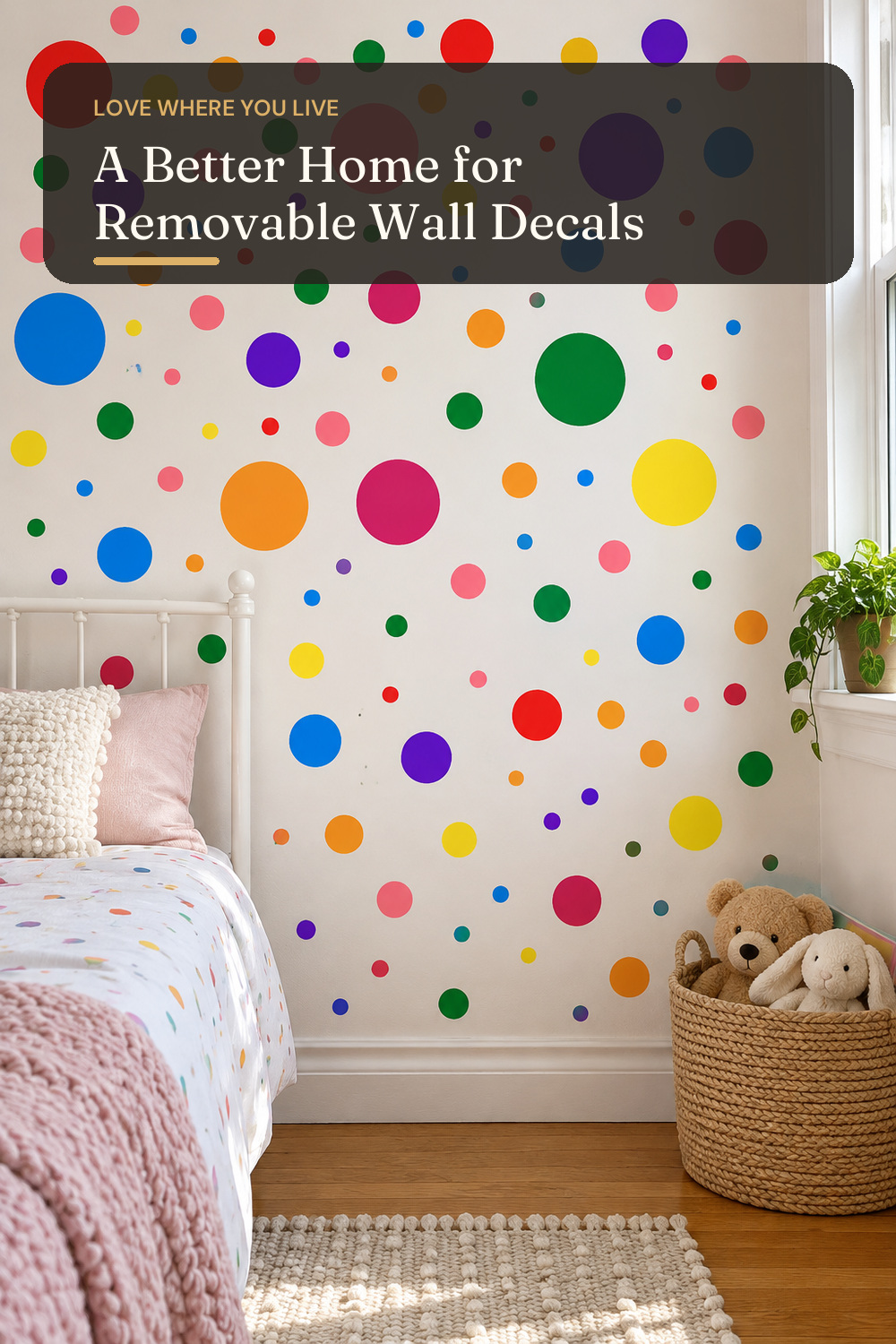 Polka Dot Wall Decals Colorful Boho Decals Rainbow Wall Stickers(Colorful); AI-generated styling illustration