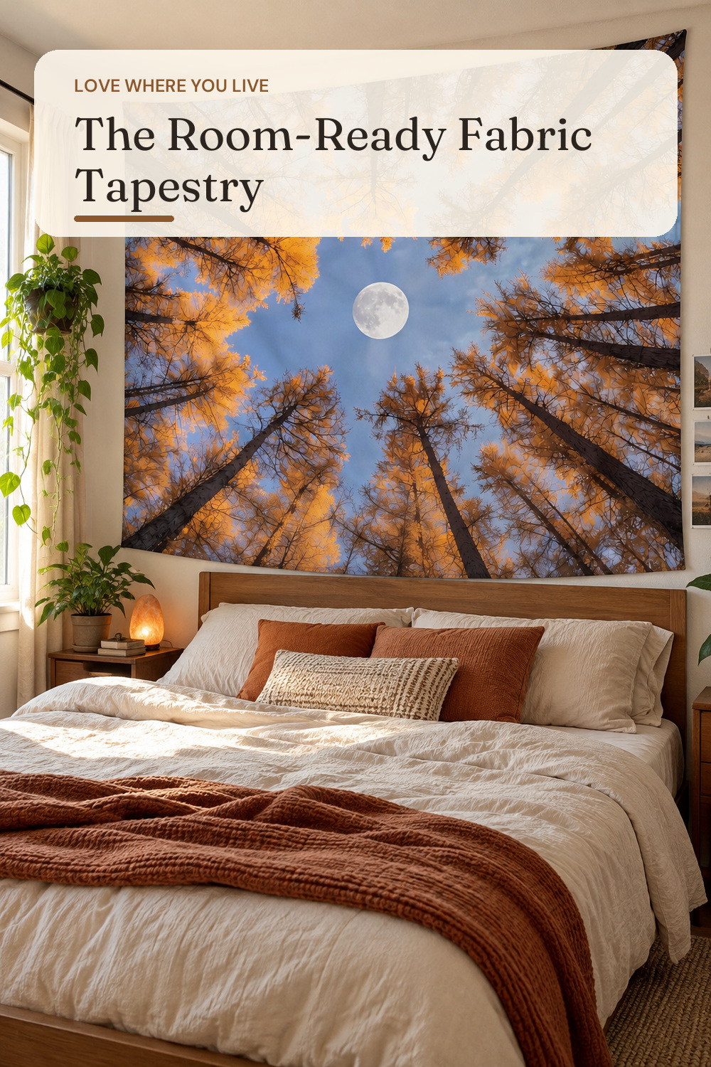 Apdidl Space Forest Ceiling Tapestry for Bedroom, Nature Autumn Tapestries; AI-generated styling illustration