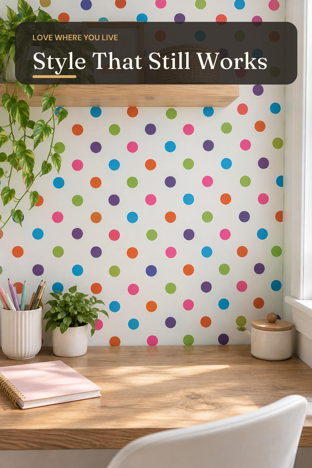 17.7" x 78.7" Colorful Dot Contact Paper Self Adhesive Shelf Liner Sticker Peel and Stick Polka Dot Wallpaper Self Adhesive Vinyl Contact Paper for Wall Bed Room Furniture Kitchen Cabinet Countertop; AI-generated styling illustration