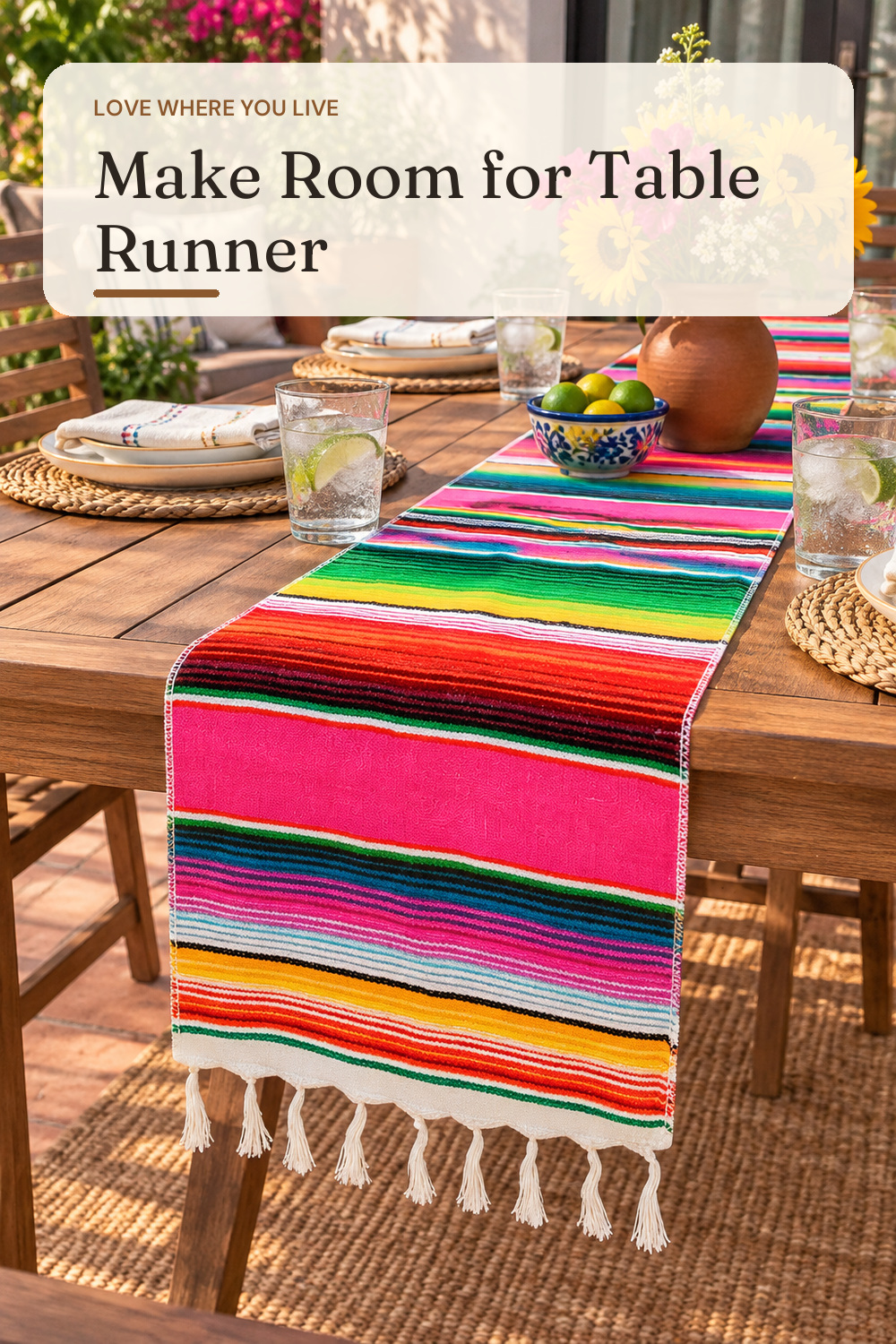 Mexican Table Runner 14x84 Inches Colorful Striped Table Runners Mexican Theme Party Decoration for Fiesta Party for Cinco de Mayo Serape Zarape Table Runner; AI-generated styling illustration