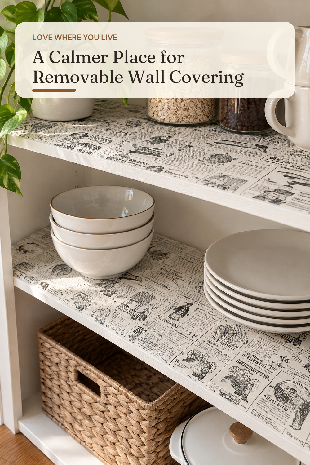 17.8 x 78 Inches Self-Adhesive Liner Paper, Removable Shelf Liner Wall Stickers Dresser Drawer Peel Stick Kitchen Home Decor, Newspaper; AI-generated styling illustration