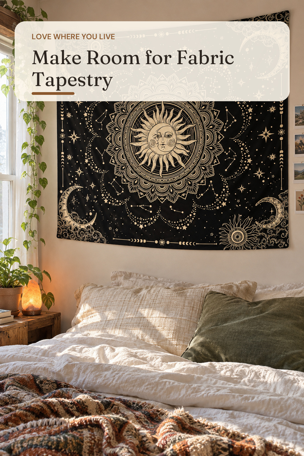 ARTCREATOR Sun and Moon Tapestry, Black Golden Mandala Tapestries Astrology Space Wall Hanging Boho Hippie Decor for Bedroom, Living Room, Ceiling (29" x 37"); AI-generated styling illustration
