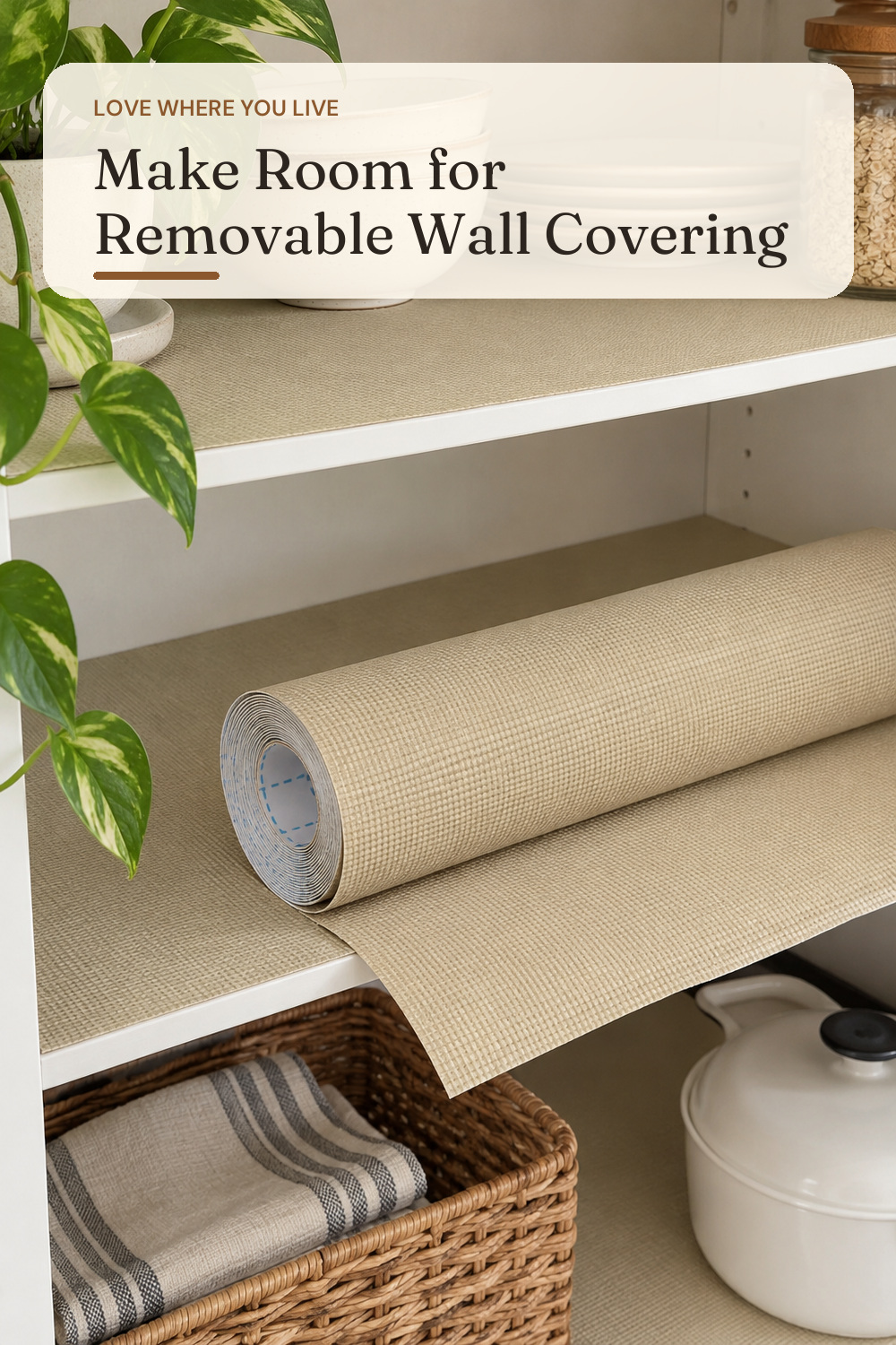 Self Adhesive Shelf Liner, 11.8" x 118.1" Peel and Stick Drawer Liner Khaki; AI-generated styling illustration