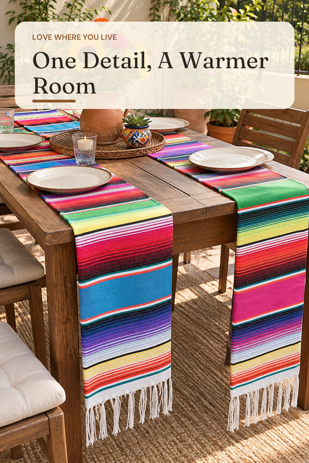 4PCS Mexican Table Runner 14x86in Colorful Day of the Dead Fiesta Decor; AI-generated styling illustration