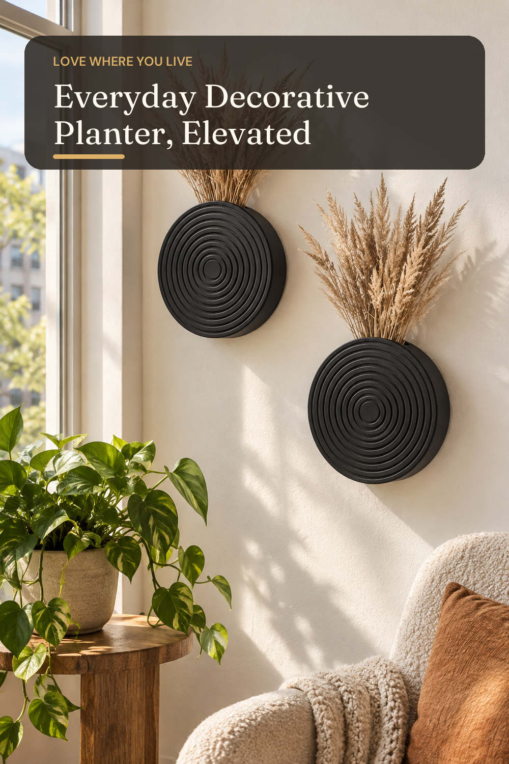 Set of 2 Wall Planter for Indoor Plants,; AI-generated styling illustration
