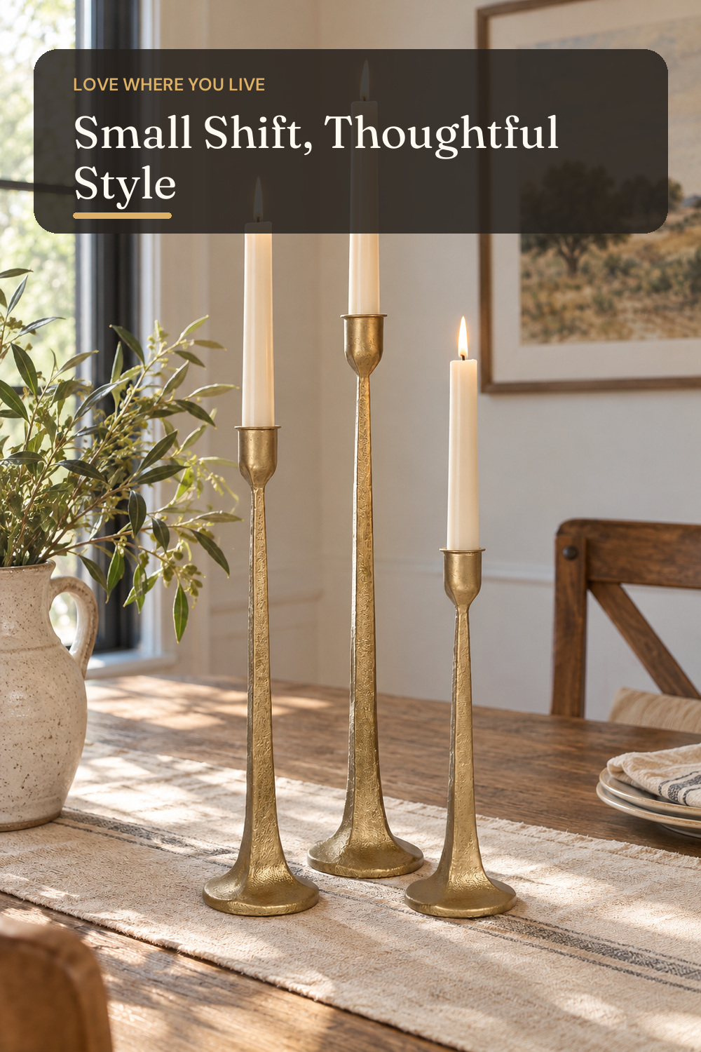 Iron Taper Candle Holder Set of 3 - Decorative Tall Candle Stand; AI-generated styling illustration