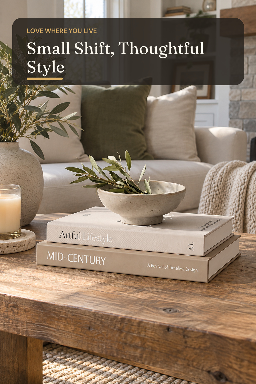 Aesthetic Decorative Books Set of 2 - Stylish Boxes for Coffee Table Decor; AI-generated styling illustration