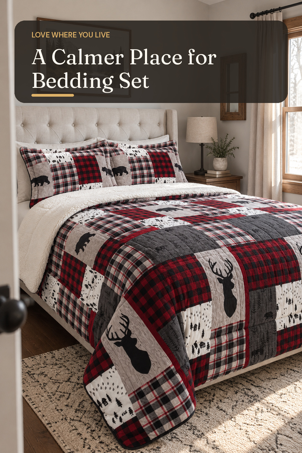 A bedding set used in a believable everyday bedroom with natural window light and practical everyday styling.