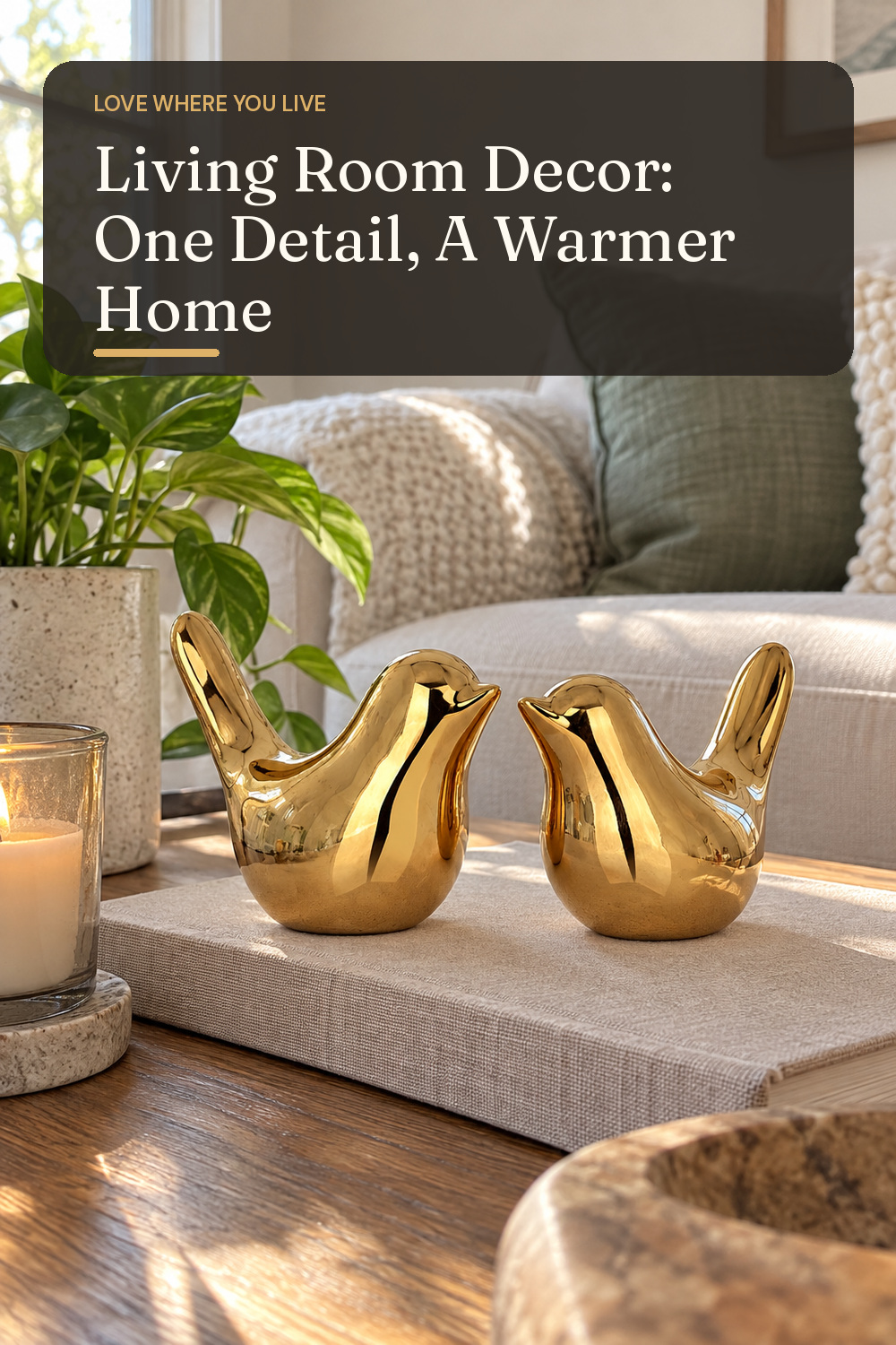 A tree ornament set used in a comfortable lived-in living room with natural window light and practical everyday styling.
