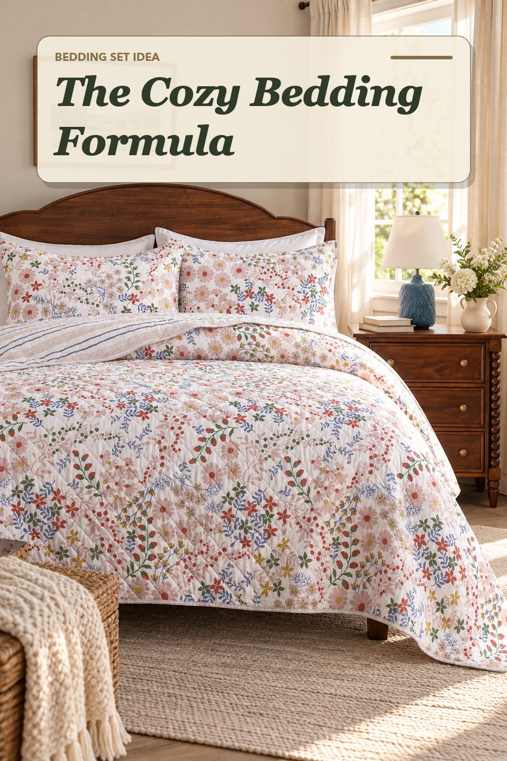 A quilt bedding set used in a comfortable everyday bedroom with soft natural light and practical everyday styling.