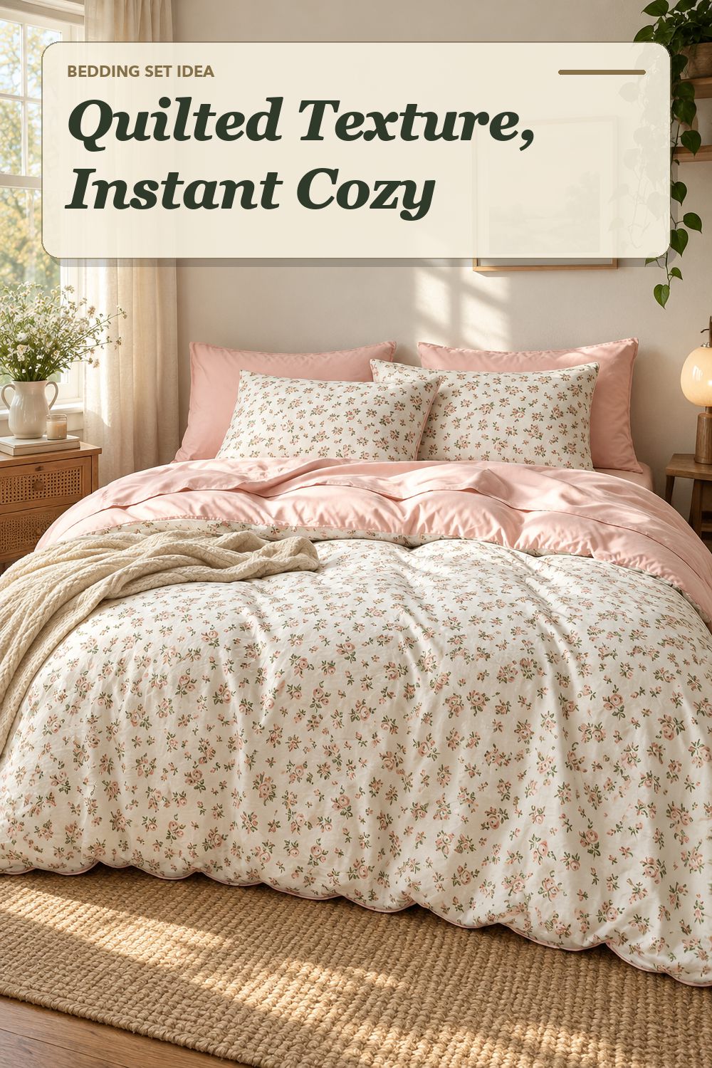 A comforter set used in a comfortable everyday bedroom with soft natural light and practical everyday styling.
