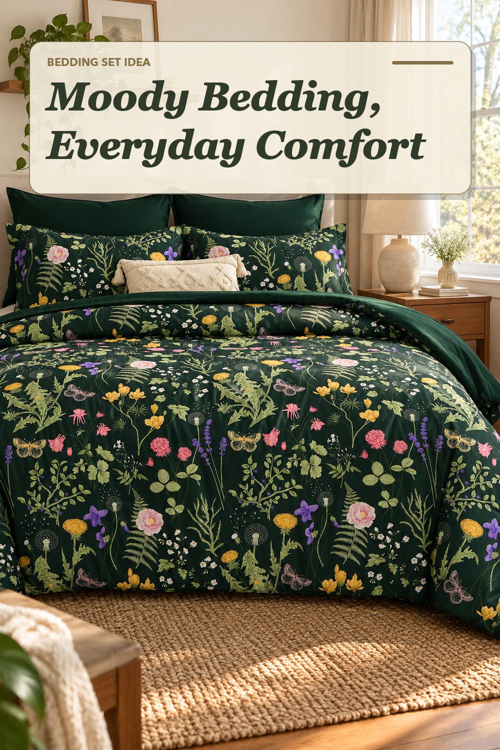 A comforter set used in a comfortable everyday bedroom with soft natural light and practical everyday styling.