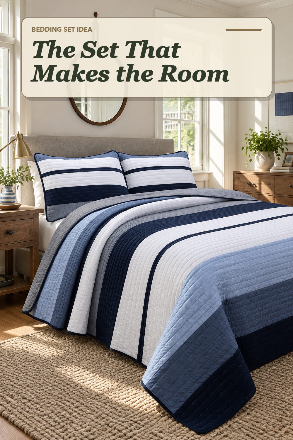A quilt bedding set used in a comfortable everyday bedroom with soft natural light and practical everyday styling.