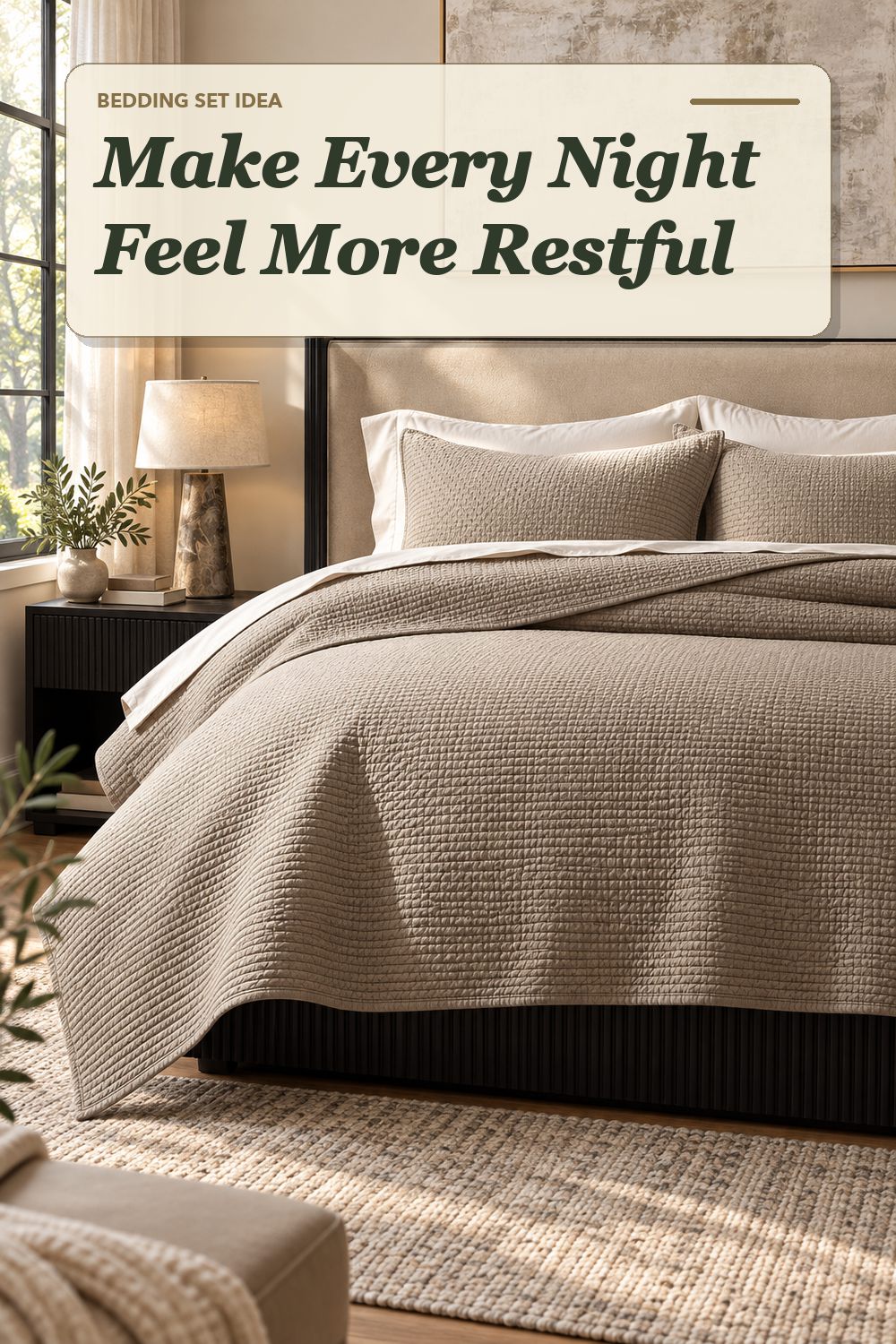 A quilt bedding set used in a comfortable everyday bedroom with soft natural light and practical everyday styling.