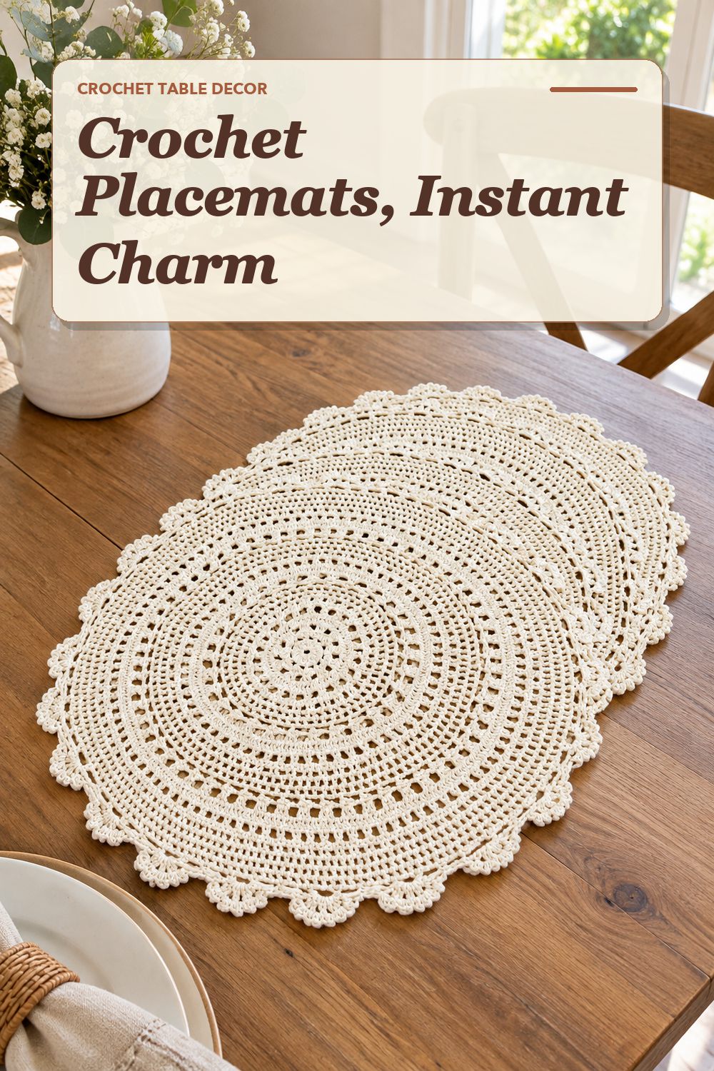 A crochet placemat set used in a relaxed dining area with soft natural light and practical everyday styling.
