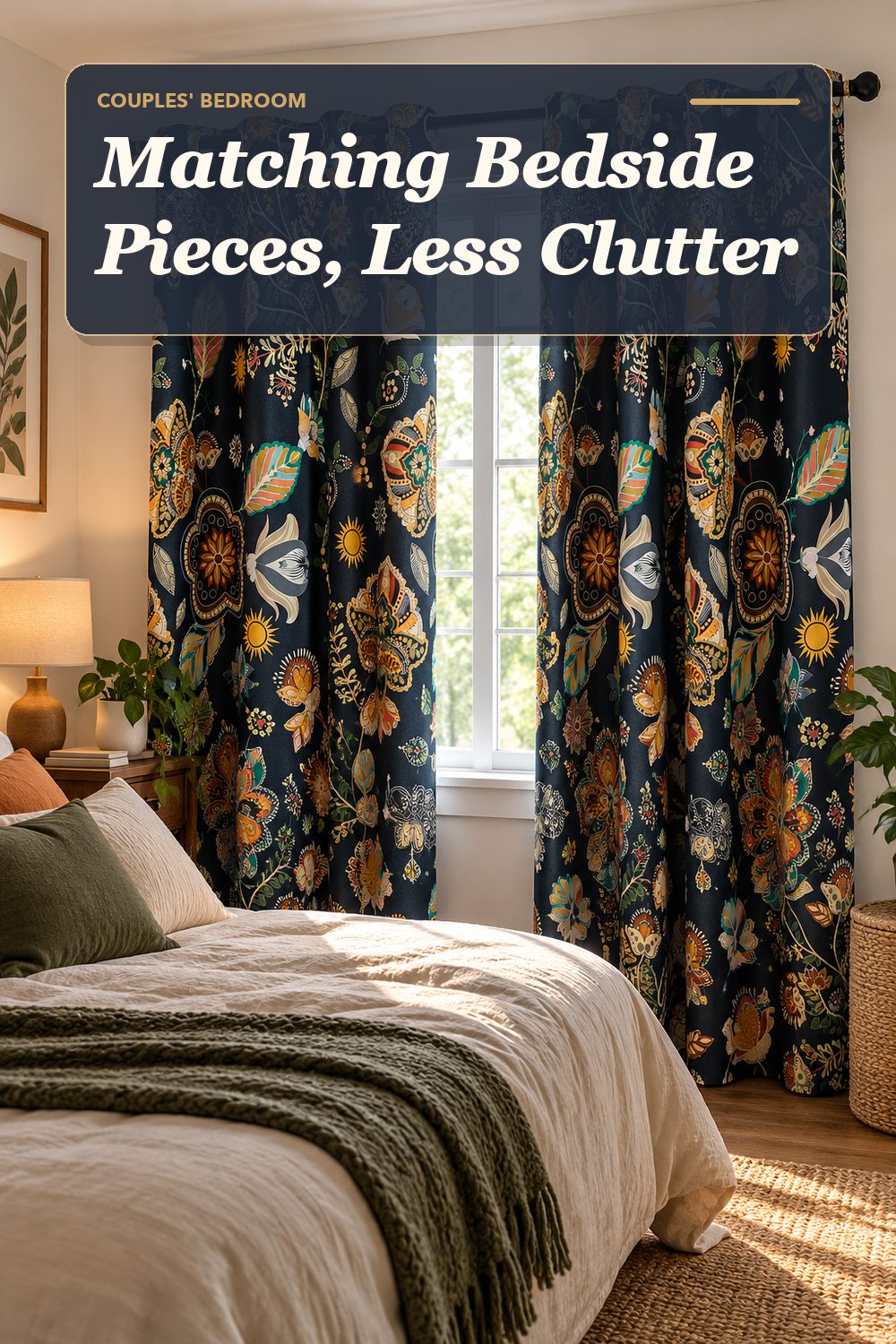 A blackout curtain pair used in a calm shared bedroom with soft natural light and practical everyday styling.