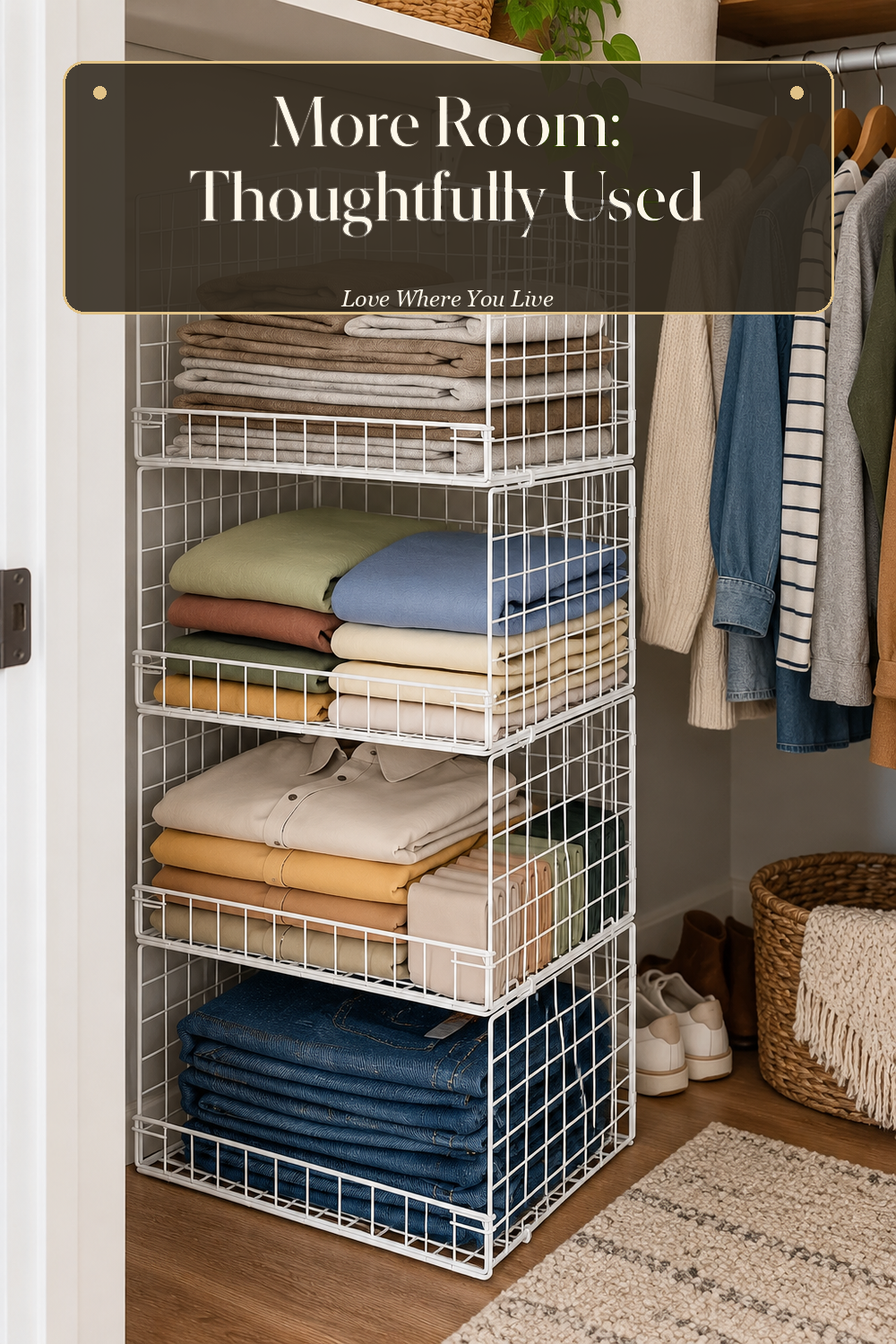 A realistic drawer organizer in use in a naturally lit bedroom closet, photographed in a believable lived-in home.