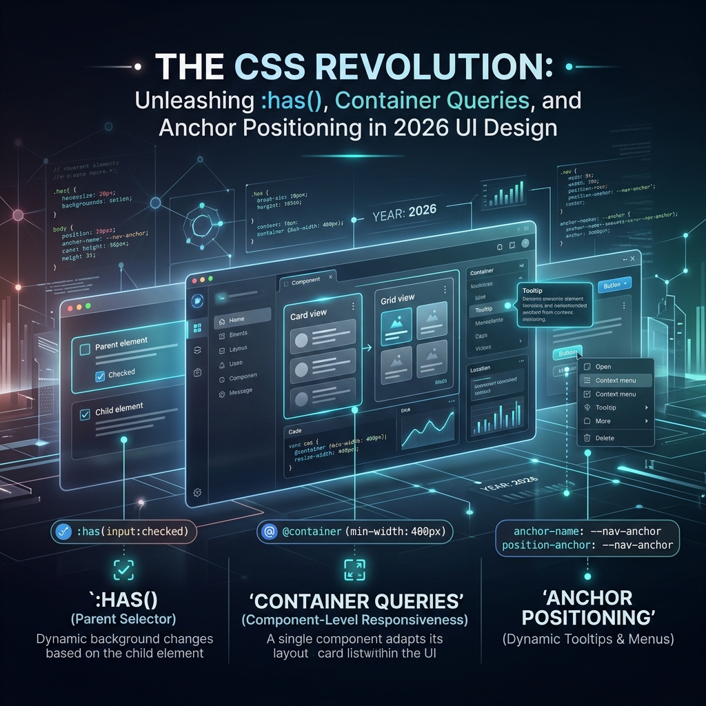 The CSS Revolution: Unleashing :has(), Container Queries, and Anchor Positioning in 2026 UI Design