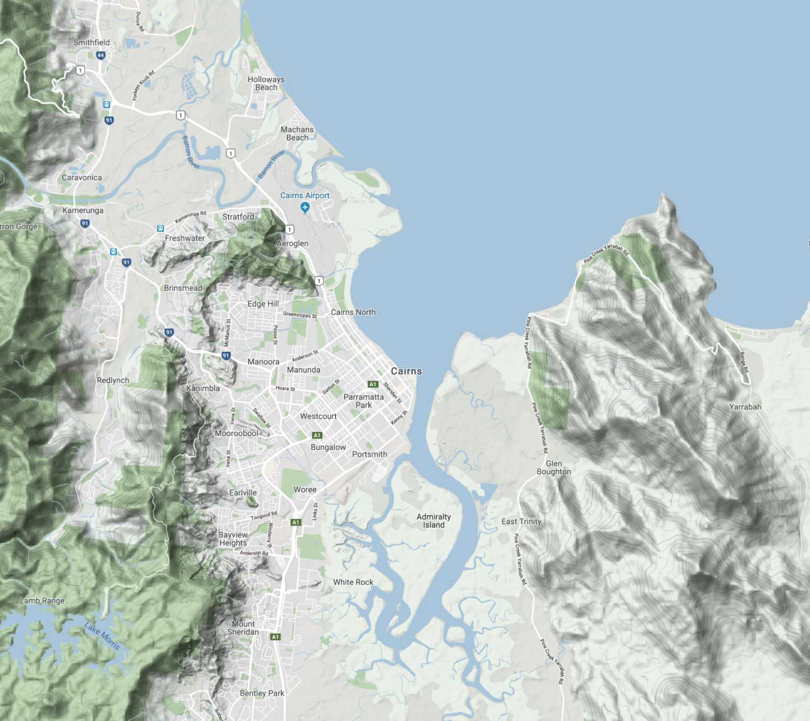 A map show the location of Edge Hill Butchery, Cairns