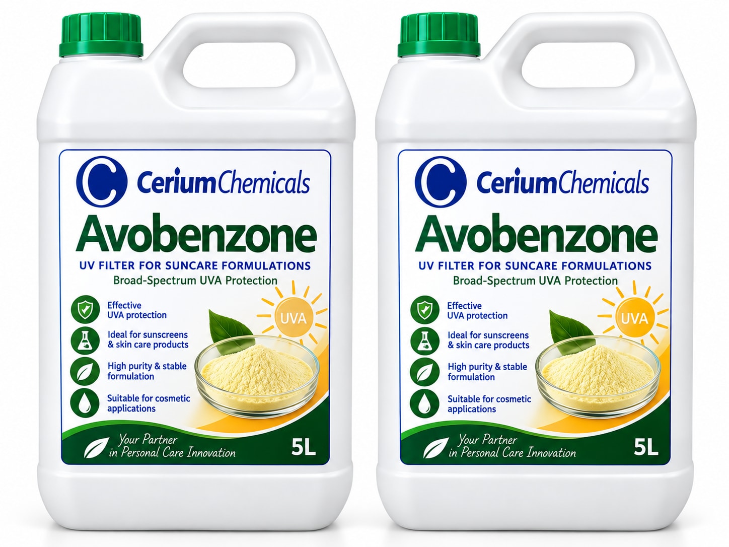 Avobenzone in Cerium Chemicals packaging