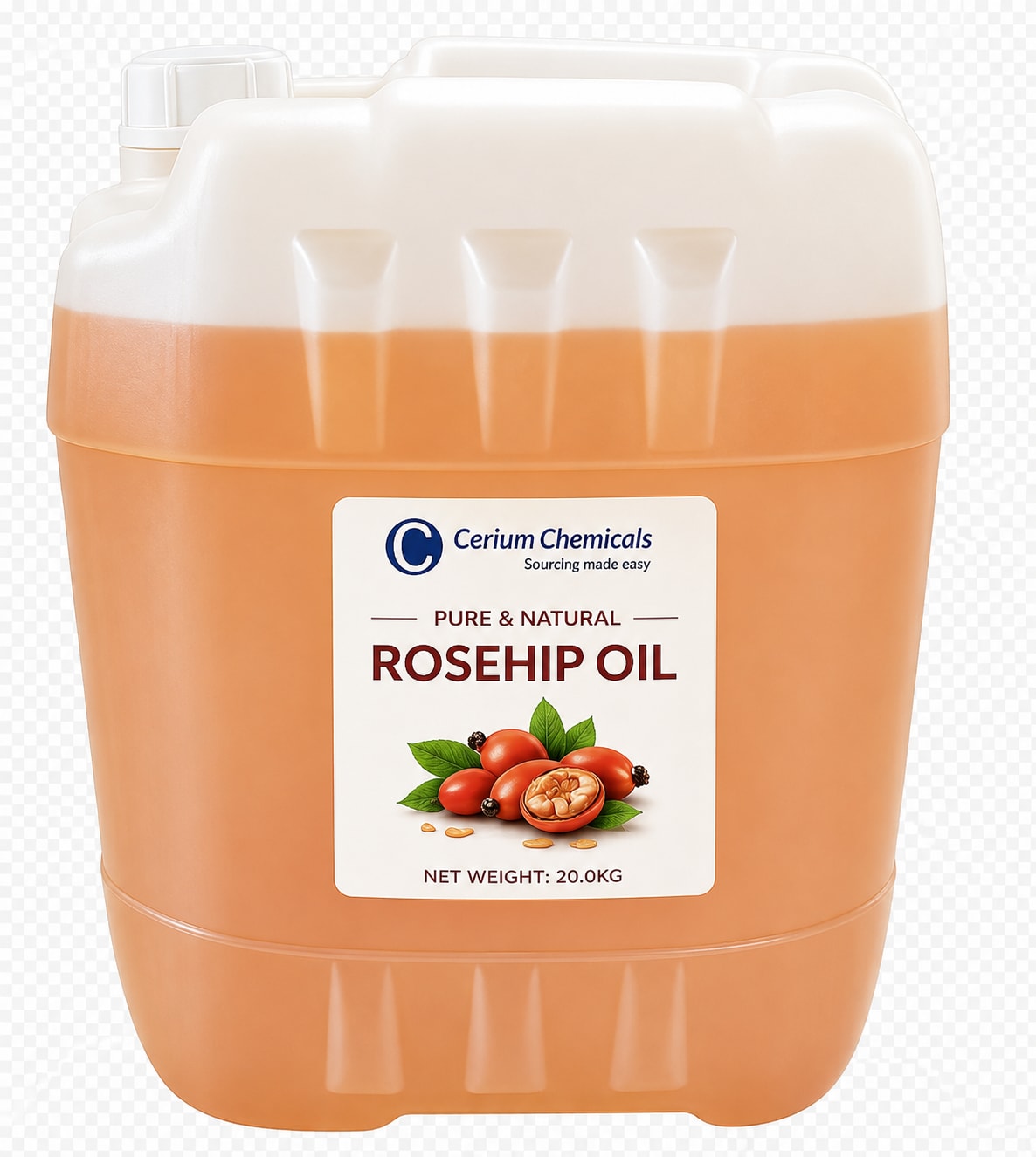 Rosehip Oil in Cerium Chemicals packaging