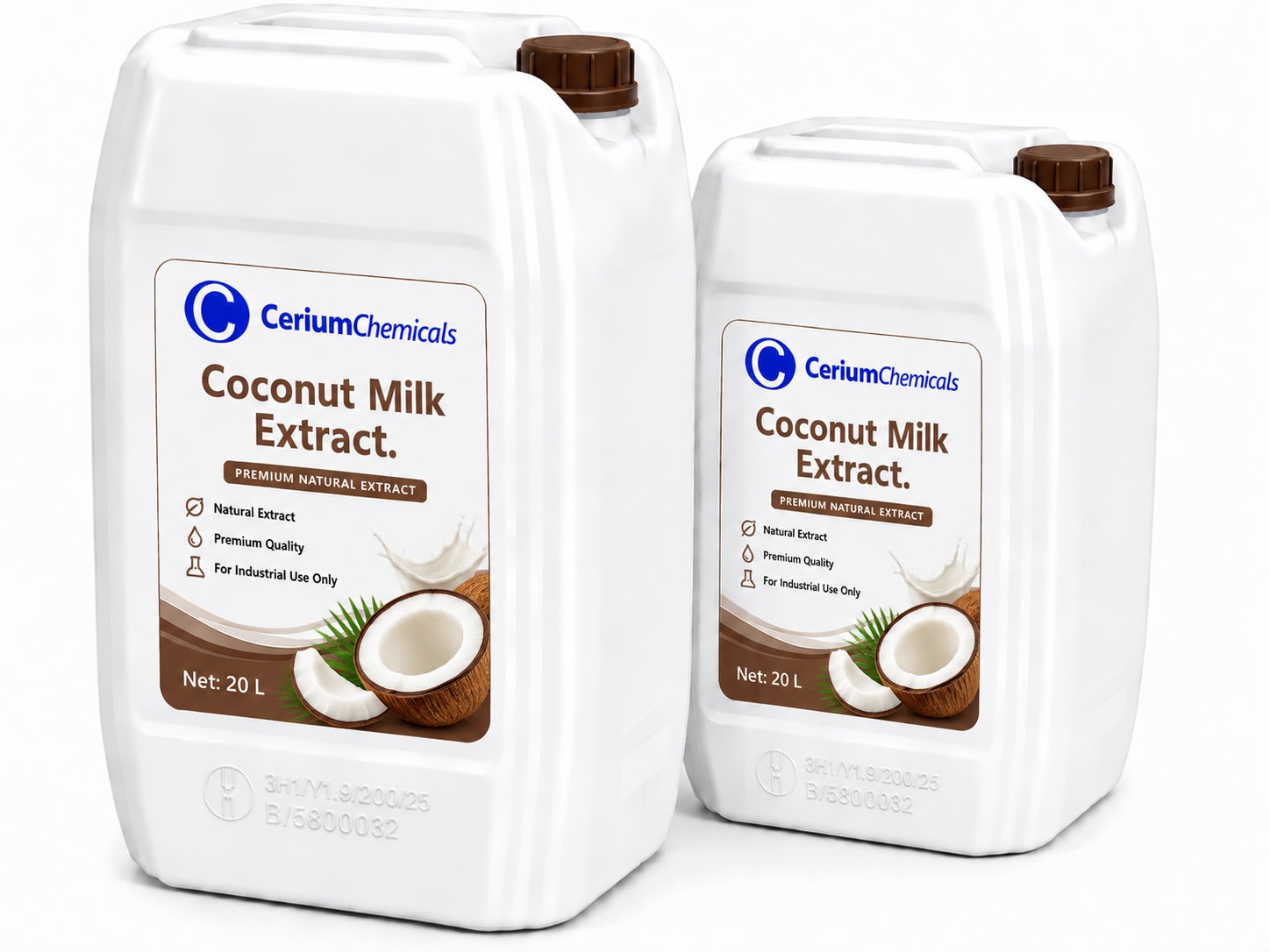 Coconut Milk Extract in a one-litre Cerium Chemicals container