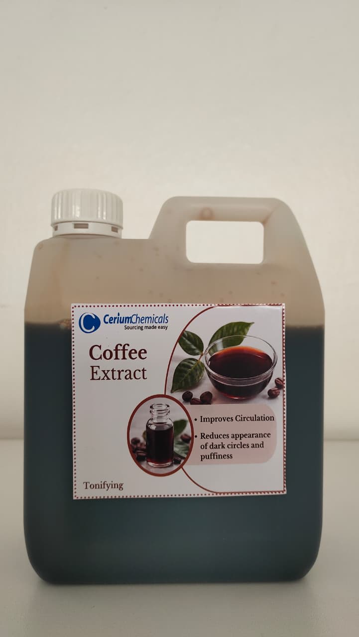 Coffee Extract in a one-litre Cerium Chemicals container