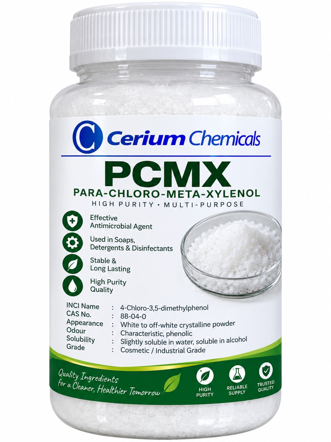 PCMX in Cerium Chemicals packaging