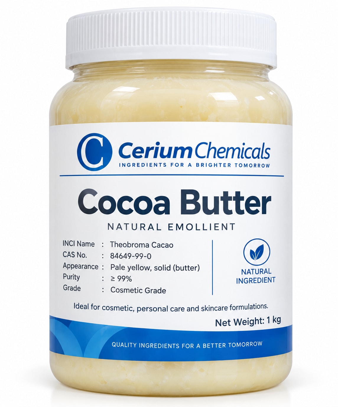Cocoa Butter in Cerium Chemicals packaging