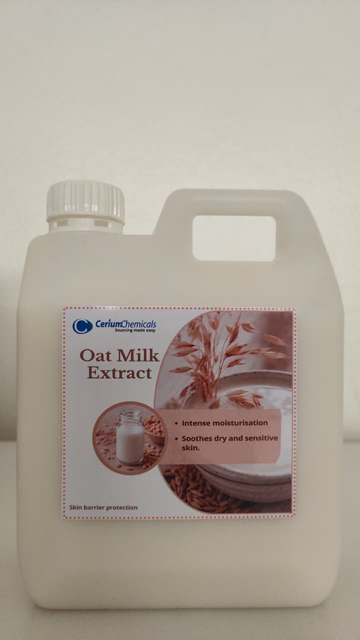 Oat Milk Extract in a one-litre Cerium Chemicals container