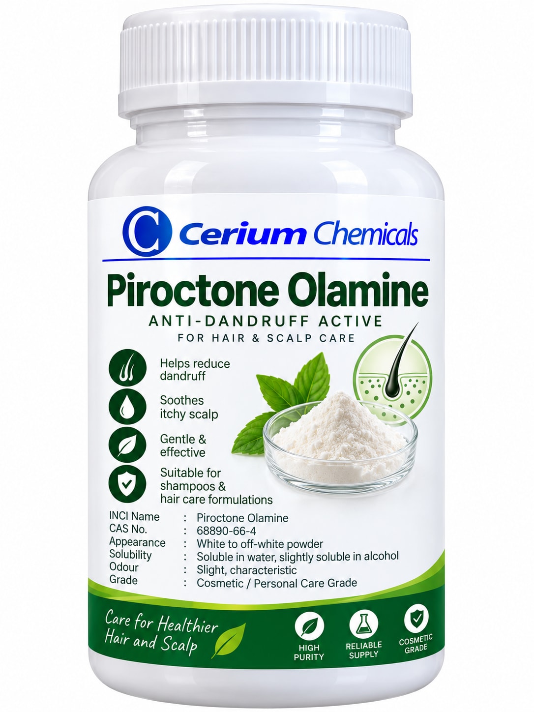 Piroctone Olamine in Cerium Chemicals packaging