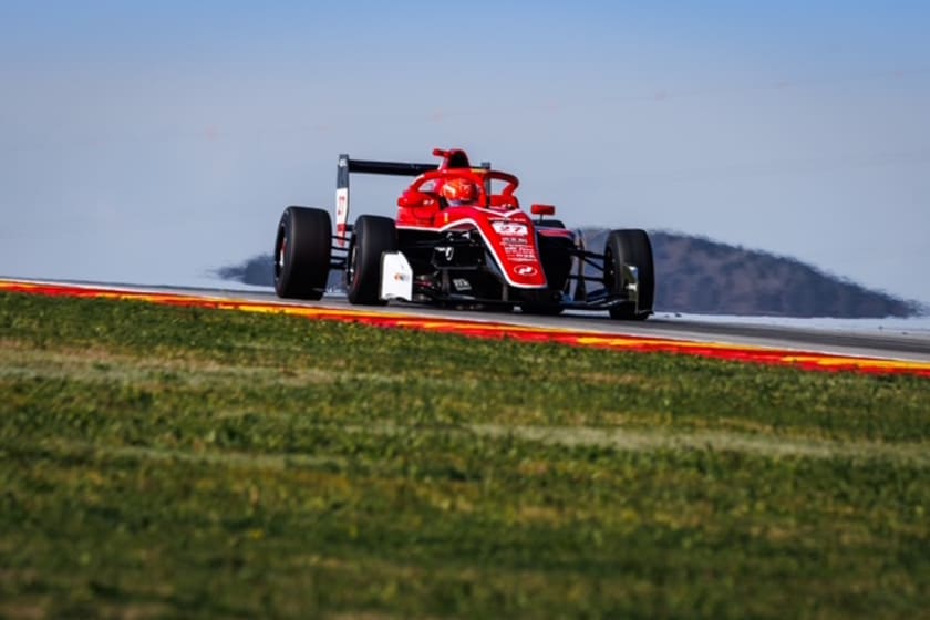Cresting the hill at MotorLand Aragón
