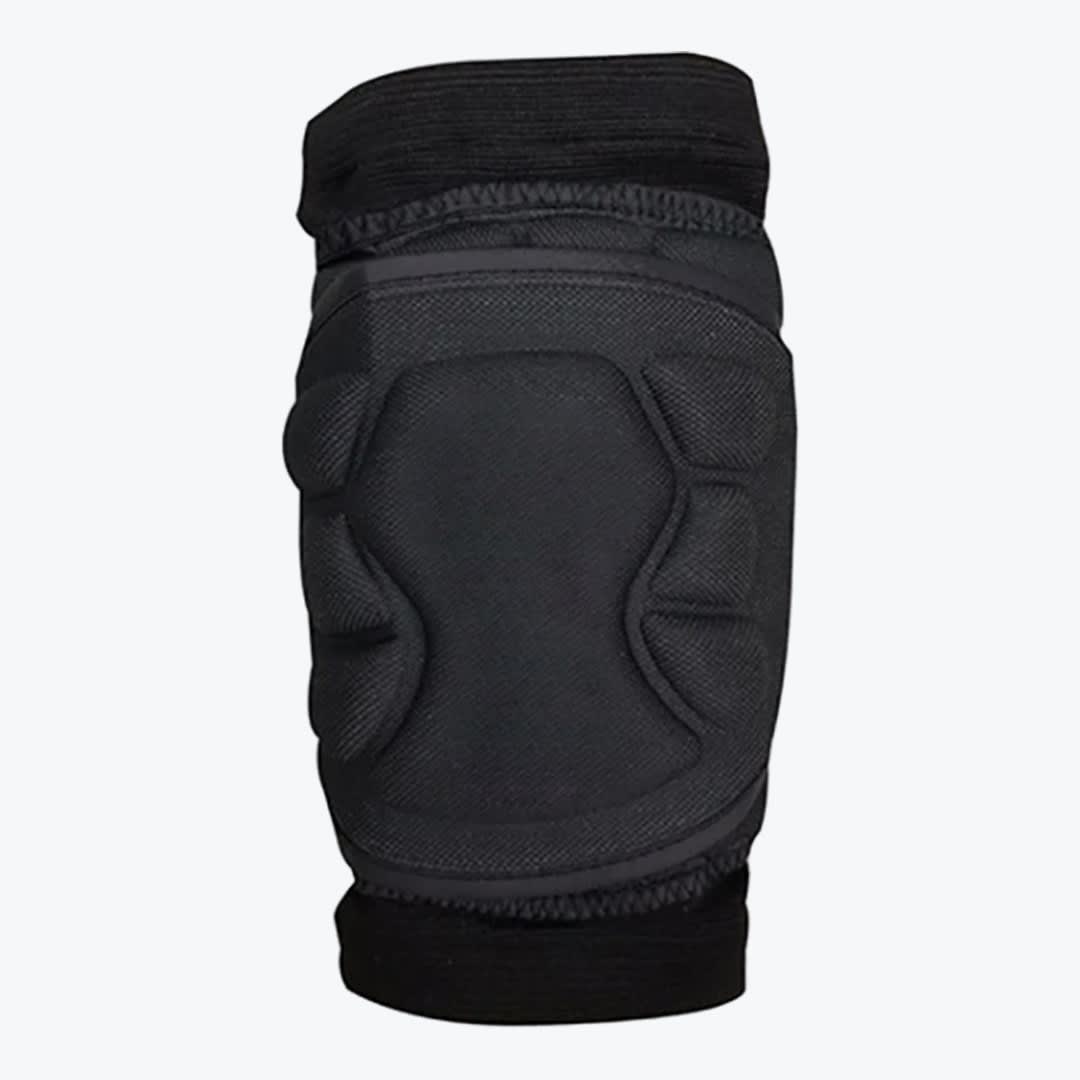 Black Protective Knee Pad Sleeve A black protective knee pad sleeve with segmented foam padding on a white background.