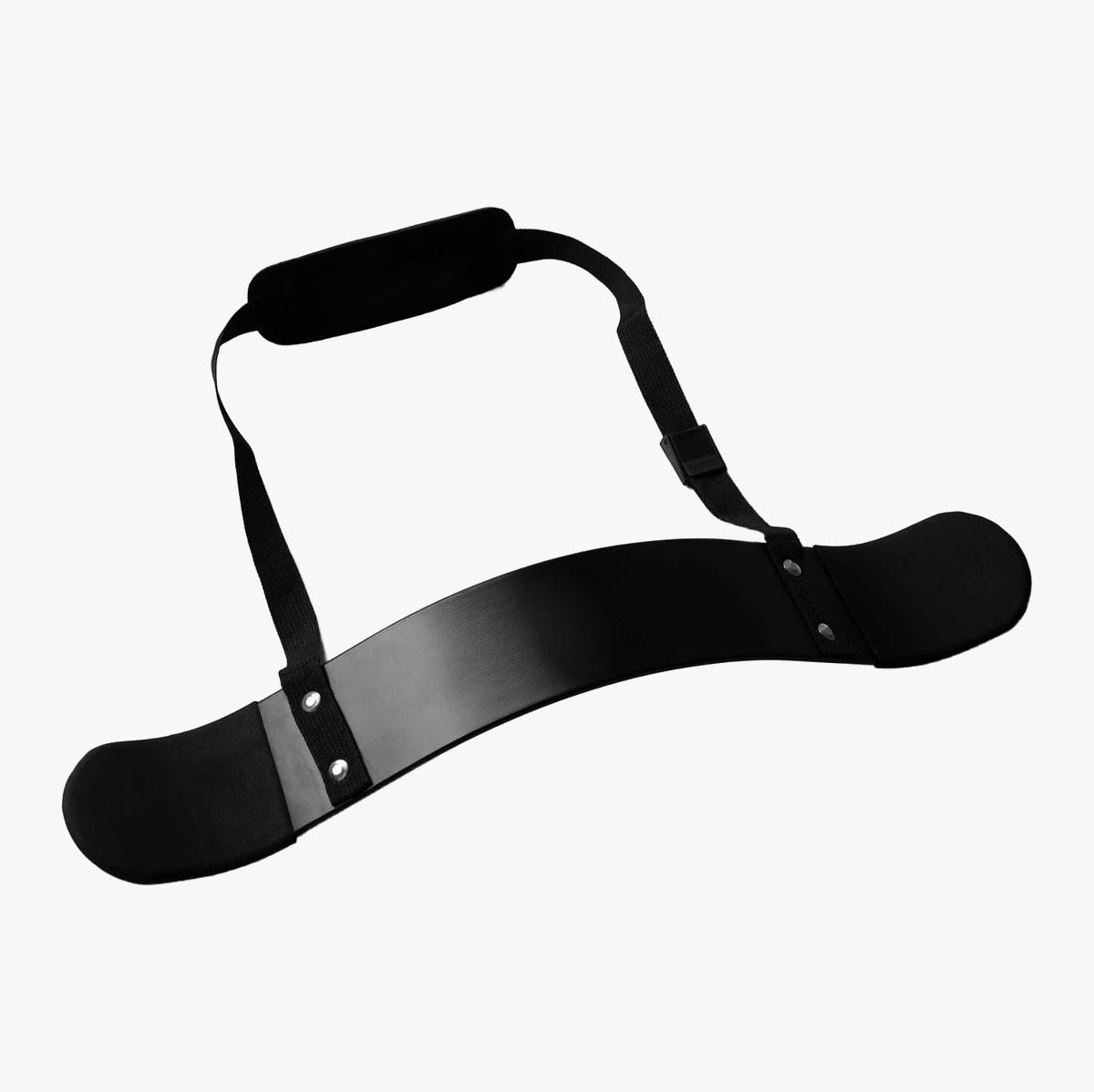 Black Bicep Arm Blaster A black bicep arm blaster with an adjustable neck strap and padded elbow supports on a white background.