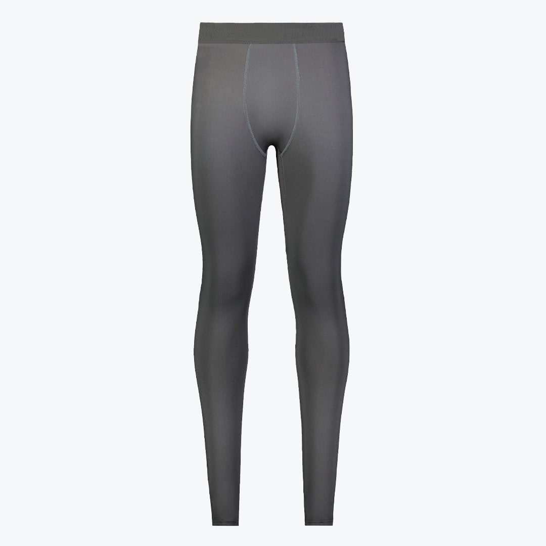 Men grey compression tights. A studio shot of dark grey men compression leggings against a solid white background.