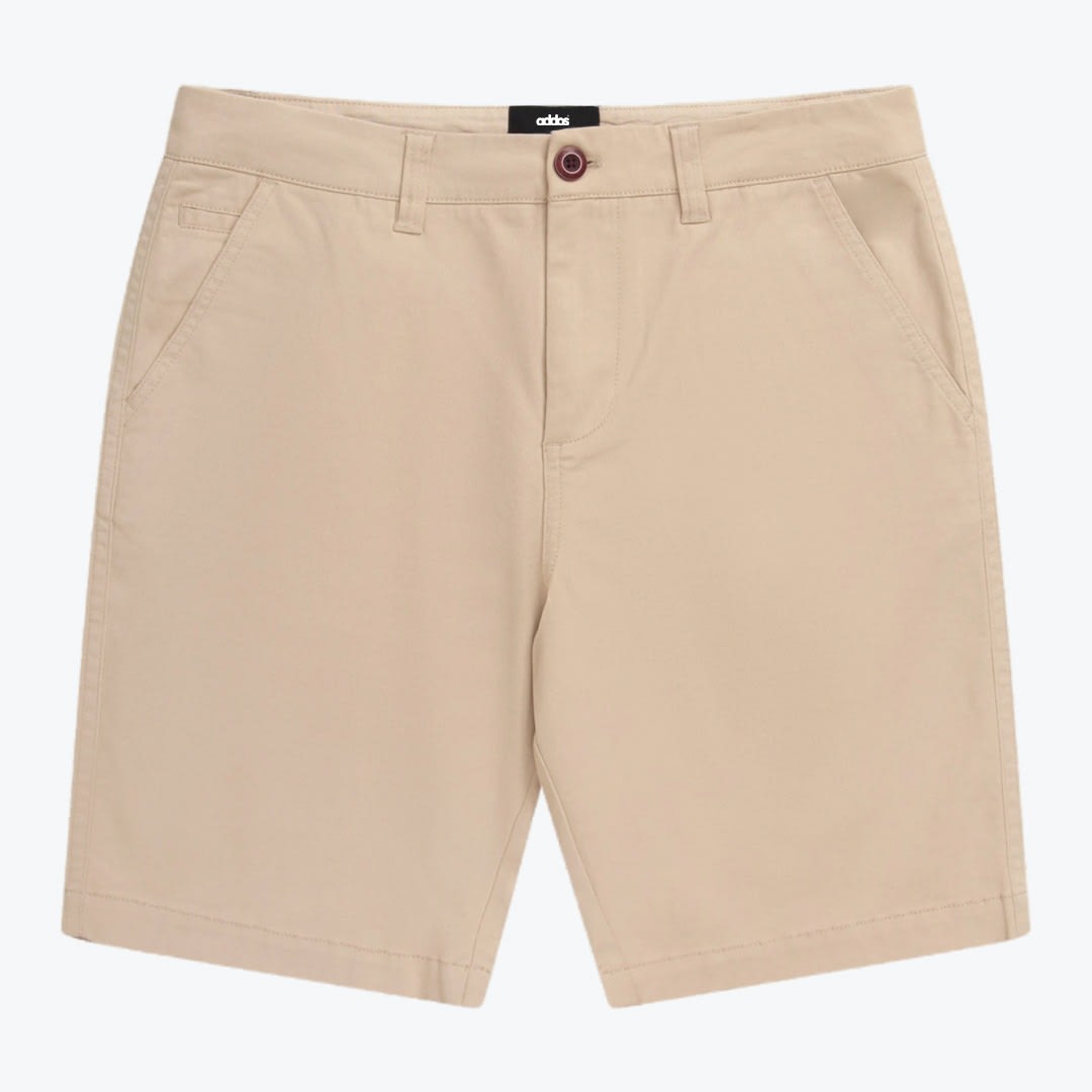 Addos Beige Chino Shorts A front view of a pair of beige addos chino shorts on a solid white background.