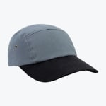 A grey and black 5-panel cap with a curved brim, shown from a side angle against a white background.