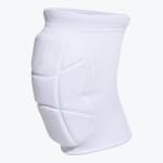 A white elastic knee pad sleeve with segmented protective padding on the front, shown against a plain white background.
