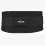 A black Addos weightlifting belt with a central logo patch, shown against a light grey background.
