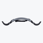 A grey metal bicep arm blaster with black padded elbow supports and an adjustable neck strap on a white background.